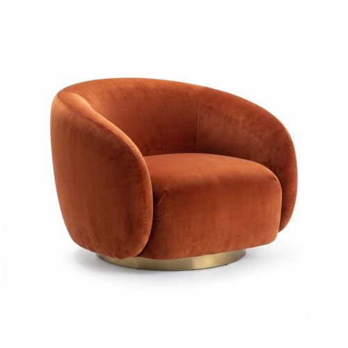 Image of Kingsman Furnitures Brok Swivel Luxury Accent Arm Chair 360 Degree Rotatable Sofa for Home | Bedroom, Living & Drawing Room | Ultra Soft and Comfortable for Lounge (Burnt Orange, Non-Swivel)