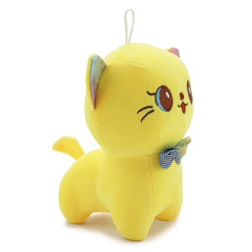 Image of Yellow Bow Cat Soft Toy for Kids with Cute Hug-Friendly Plush for Babies, Toddlers & Children Safe, Lightweight & Easy to Clean (22CM)