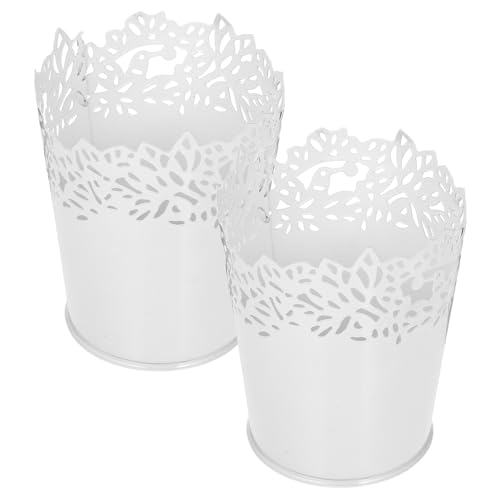 Milisten Seau à Fleurs en Fer Blanc Creux 2 Pcs, Porte-Fleurs Multifonction pour Rangement Cosmétiques et Bureau, Organisateur Pinceaux et Stylos, Décor Jardin et Intérieur, Métal Robuste,