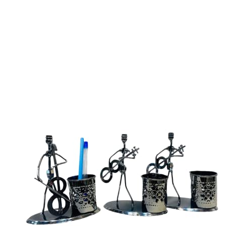 Image of AUGEN Metal Pen Stand Decorative Design Stationery Holder | Gift Item | Table Top Decor (7469C2-B)(14CM)