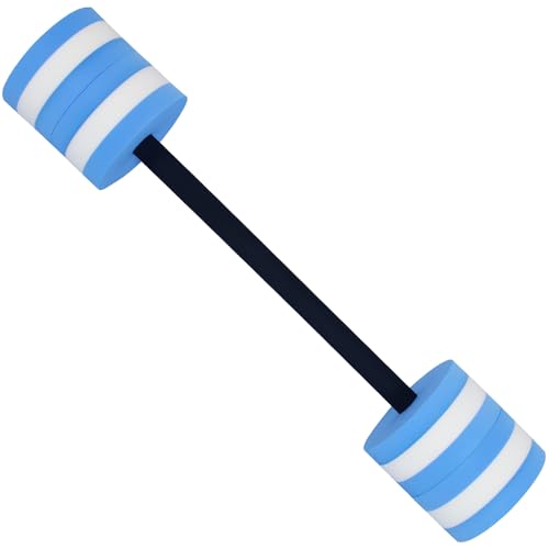 29.5in Water Dumbbell Pool Resistance Aquatic Exercise Dumbbells & Fitness Exercise EVA Soft Foam Padded Aquatic Barbell Float for Kids Adults & Seniors Non-Water Absorbing Blue