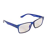 Inner Vision Eye Strain Relief Computer Screen Glasses w/Case - Anti Blue Light, Anti Glare, Scratch Resistant, Spring Hinges - Unisex, (Non-Prescription), Blue