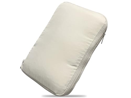 MTK 旅行用圧縮袋 トラベルポーチ 収納 ポーチ 高耐久 撥水 セパレート構造 旅行 アウトドア ジム おむつ ASP02 (L,エクリュ)