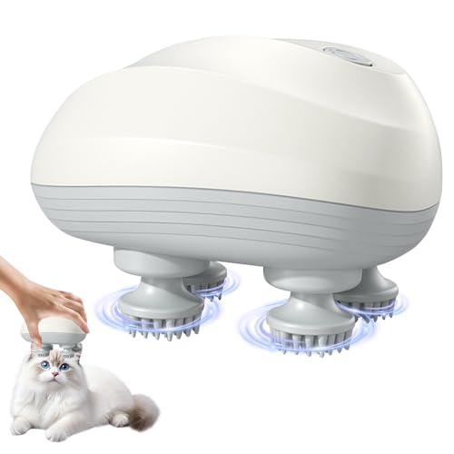CLIUNT Kopfmassagegerät Elektrisch, Katzen Massagegerät, Tragbar Haustier Massagegerät mit 4 Knetköpfen,Kopfhaut-Massagegerät IPX7 wasserdicht, für Entspannung, Tiefenreinigung CLIUNT Kopfmassagegerät Elektrisch, Katzen Massagegerät, Tragbar Haustier Massagegerät mit 4 Knetköpfen,Kopfhaut-Massagegerät IPX7 wasserdicht, für Entspannung, Tiefenreinigung