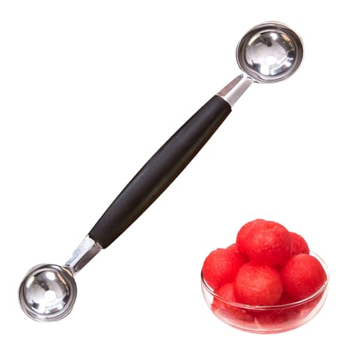 Double Sided Melon Baller Stainless Steel Fruit Scoop and Carving Tool Dual-Headed Kitchen Utensil for Melons Watermelon and Fruit Garnishes