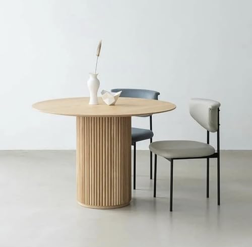 Image of Solid Wooden Round Dining Table Dining Table for Living Room, Bedroom, Hotel & Home, Natural Finish, only Dining tebal (80.01L x 80.01D x 76.2H CM)