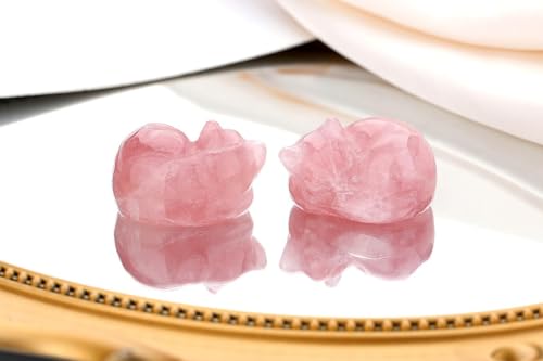 XIANNVXI Sleeping Cat Ornament Figurine,Cute Pink Gifts for Cat Lovers,38mm Rose Quartz Pink Crystal Gifts for Women Cute Desk Accessories Cute Room Decor - Image 2
