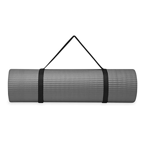 Gaiam Essentials Yoga Fitness & Exercise Mat, Grey, 72" L x 24" W x 10mm Thick