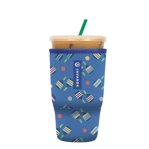 Sok It JavaSok Iced Coffee & Cold Soda Insulated Neoprene Cup Sleeve (Pickleball, Large: 30-32oz)