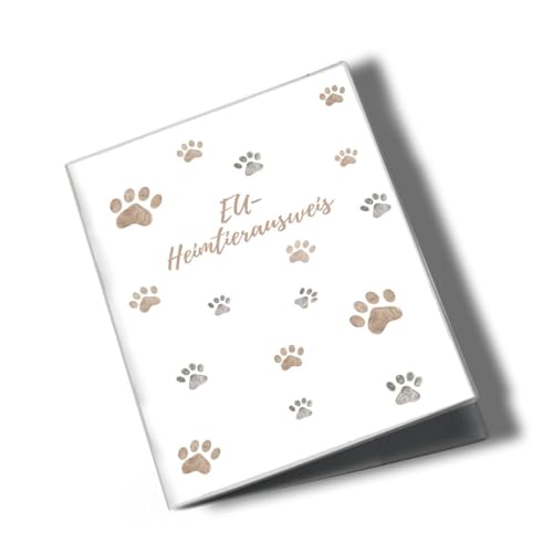 Wilhelm Fell Hülle für den EU-Heimtierausweis für Tiere I Personalisierbar für Dein Haustier I Persönliche Geschenkidee für Haustierbesitzer I Schutzhülle für den Heimtierausweis (Pfote Beige)