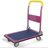 Design pliable : ce diable mobile peut être facilement plié afin que vous puissiez placer ce chariot à plateau robuste dans n'importe quel coin, sans prendre trop de place. En outre, le chariot à plateforme roulante est facile à ranger en tirant le guidon vers le haut.