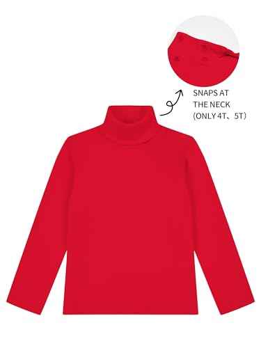 Dreammonkey Girls Long Sleeve Turtleneck T-Shirt Kids Basic High Neck Casual Tee Tops | Size 4-132