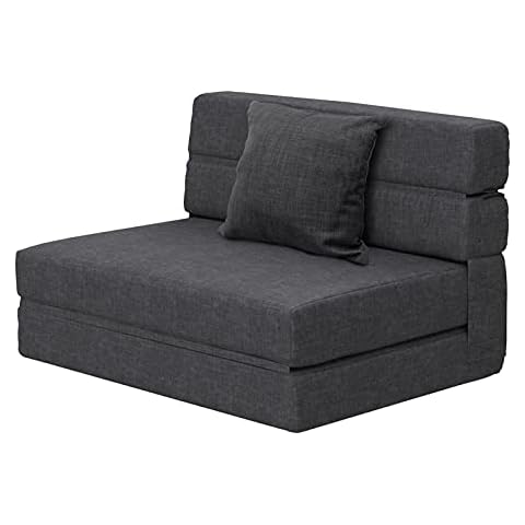ANONER Fold Sofa Bed Couch Memory Foam with Pillow Futon Sleeper Chair Guest Bed and Fold Out Couch, Washable Cover Twin Size, Dark Gray Cover
