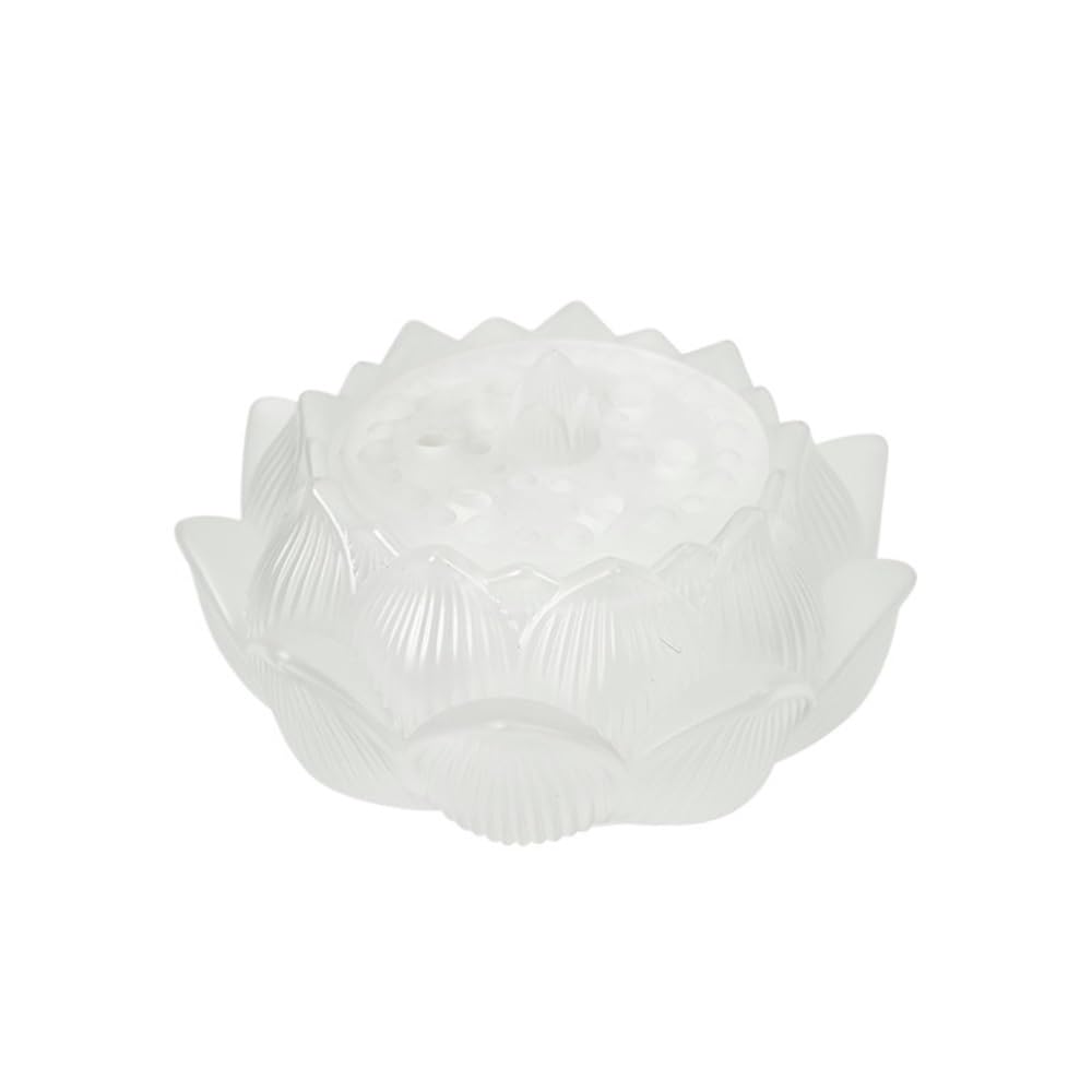 Incense Pot Glazed Lotus Thread Incense Burner Home Indoor Holder Creative Stick Ornaments(White)