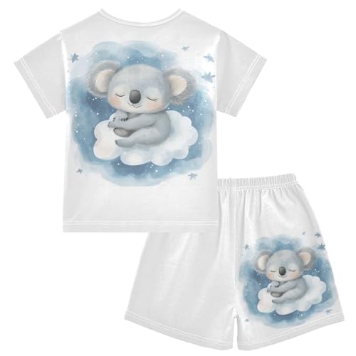 Koala Cloud Stars Blue Pajama Set Short Sleeve Pajamas Shorts Sets Cotton PJS 2 Piece Clothes Set 5Y2
