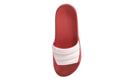 Image of Neeman's Squooshy Slides for Men | Cushioned & Comfortable Flip Flops for Men | Everyday Comfort, Flexible and Breathable | White /Red UK12
