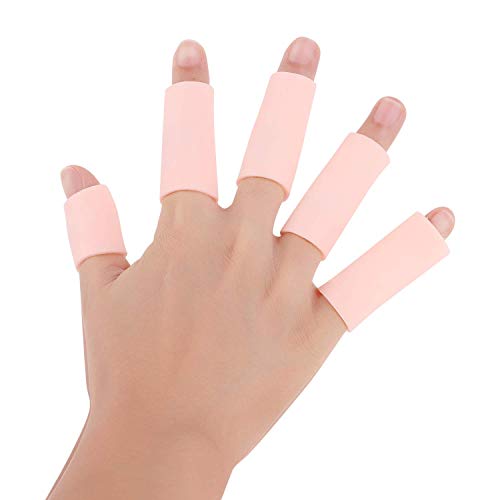 Holiberty Finger Sleeves Protectors, Gel Finger Cots, Sporting Style Silicone Thumb Finger Caps Covers Gloved Protection for Trigger Finger, Hand Eczema, Finger Cracking-10pcs
