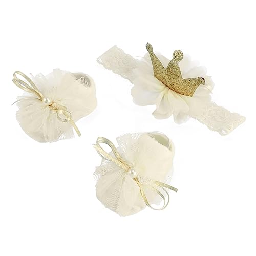 Housoutil Baby Socks Headband Set Newborn Girls Babys Clothing Soft Lace Socks Adorable Bowknot Comfortable for Boys and Girls