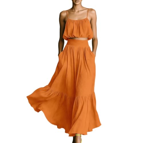 Ensemble 2 pièces chic crop top et jupe midi pour vos tenues de vacances