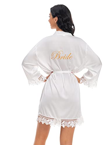 Women's Satin Robes Lace Silk Robe Bride Bridesmaid Robes Bridal Robes Soft Kimono Bathrobe