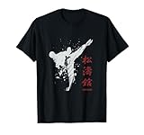 MDAM Shotokan Karate T-Shirt, Herren, Schwarz, S, Klassische Passform, Crew-Kragen, Kurzarm, Cartoon-Muster, Sport, Unisex, 1 Count