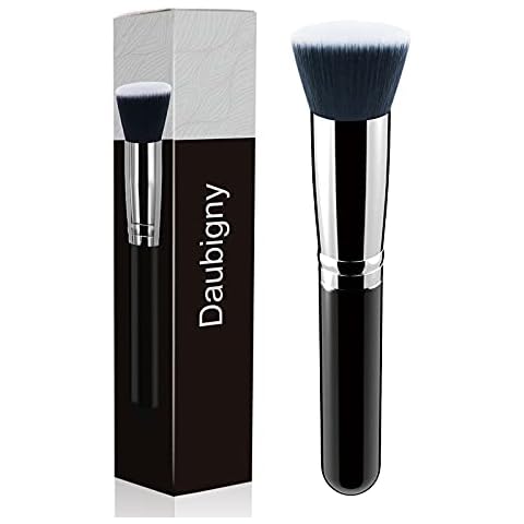 Makeup Brush Daubigny Flat Top Foundation Brush for Liquid Makeup Premium and Professional Make Up Foundation Brush Perfect for Mineral Foundation Highlight Flawless Powder Buffing Blending (Black) Cover