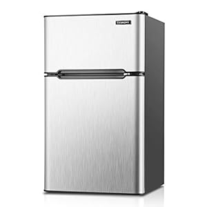 EUHOMY Mini Fridge with Freezer, 3.2 Cu.Ft Mini Refrigerator fridge, 2 door For Bedroom/Dorm/Office/Apartment – Food Storage or Cooling drinks(Silver).