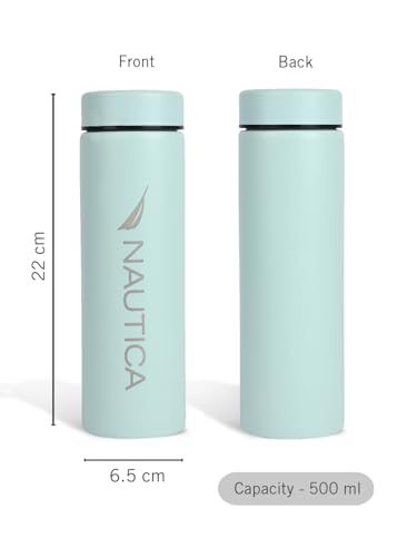 Image of NAUTICA Premium Leak-Proof Insulated Water Bottle - 1pc (Stern)| 500ml | Stainless Steel Flask with 24 Hours Temperature Retention | Ideal for Travel, Gym, Office Use Titanium Solid-LightGreen