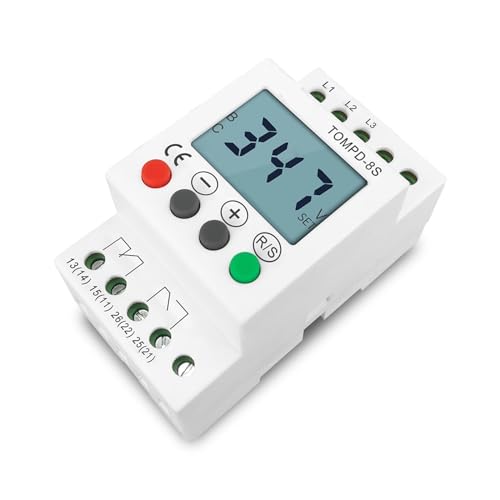 Relé de monitoreo de voltaje trifásico para carril Din con protector ajustable 3