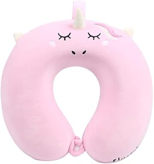 [HeyDear] 子供用トラベルピロー ユニコーン 幼児用ネックピロー アイマスク付き旅行用 U字型 飛行機 フライト 車 頭 首 サポート 低反発枕 大人 子供 男の子 女の子 ギフト