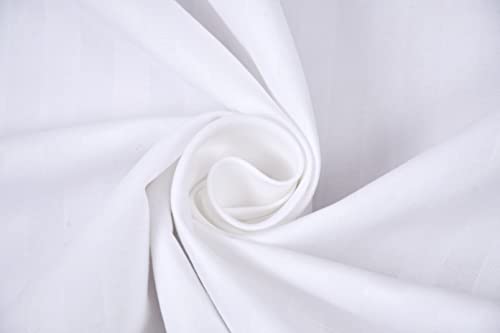 Image of 200 TC Stripe Glace Cotton BedSheet with Pillow Cover (White, Double)