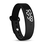 Silent Vibrating Alarm Wristband Waterproof Vibrating Alarm Reminder Watch Temperature Measurement 3 Times per Day with up to 10 Alarms Reminder Watch for Heavy Sleepers Hearing Impaired Deaf (Black)