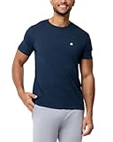 INTO THE AM Men's Fitted Crew Neck Logo Basic Tees - Modern Fit Fresh Classic Short Sleeve T-Shirts for Men (Dark Navy Heather, Medium)