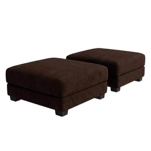 Image of SOCOZI Evanto 5 Seater L Shape Sofa Set with 2 Movable Ottomans | Flexible Layout | Soft Velvet Suede Fabric | Modern Sofa | Plush Comfort Cushions for Living Room, (Dark Brown-Cream)