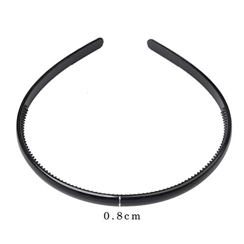 4 pcs Plastic Headband, Black Headbands Thin Teeth Skinny Hairbands, Soft Non Slip Outdoor Sports Hair Bands for Mens Women's Girls (8mm Wide) - Image 3