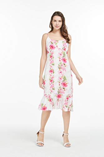 Image of Women's Hawaiian Mermaid Ruffle Dress Signature Prints | Mermaid Silhouette; Ruffle Hem; Soft Rayon Fabric; Signature Floral Prints; Resort Vacation Style