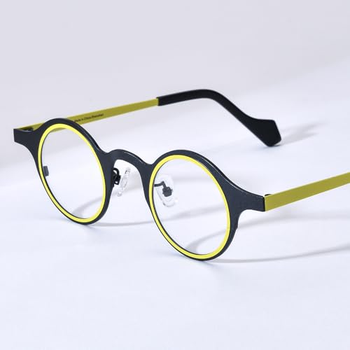 Image of FONEX Colorful Pure Titanium Glasses Frame Women Retro Round Eyeglasses