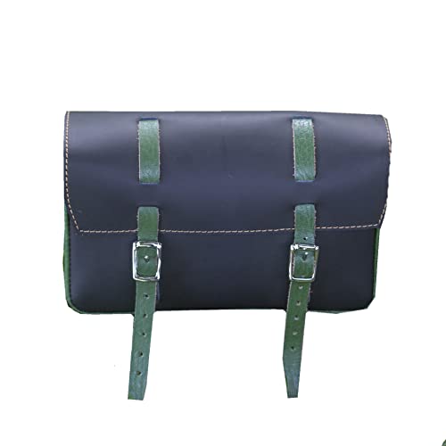 London Craftwork Large Natural Leather Bike Bag Saddle Handlebar in Black Green 2021 Collection