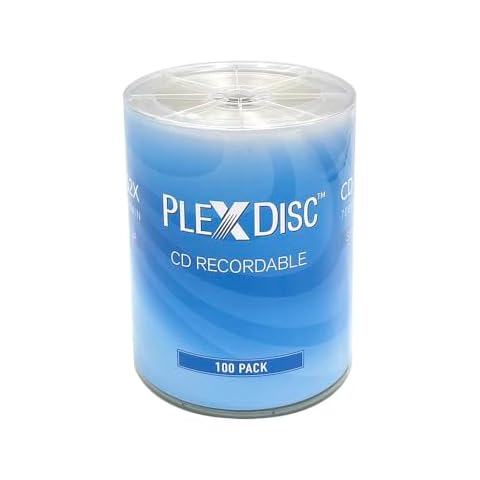 PlexDisc CD-R 700MB 52X Shiny Silver Top Blank CDs for Music & Data - 100 Pack Blank CD-R Discs for Burning, Recording, and Storage (No Container) Cover