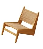 BRZU竹と籐製のラウンジチェア、カンガルーソファチェア、アームレストと幅広の背もたれ付き、家庭用レジャーバルコニーチェア、モダンな竹のデザイン、人間工学に基づいたデザイン、組み立てが簡単な寝室用シングルソファチェア。 (ナチュラル,...