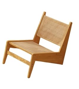 BRZU竹と籐製のラウンジチェア、カンガルーソファチェア、アームレストと幅広の背もたれ付き、家庭用レジャーバルコニーチェア、モダンな竹のデザイン、人間工学に基づいたデザイン、組み立てが簡単な寝室用シングルソファチェア。 (ナチュラル,...