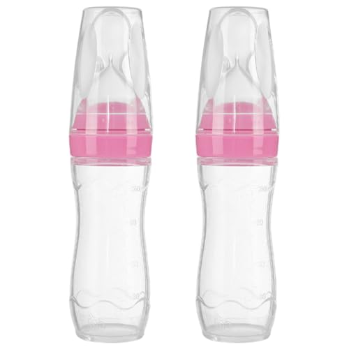 Cuchara de dispensación de alimentos para bebés de 2 piezas, 120 ml de silicona segura Clear Baby Squeeze Freewer con escala durante 4 meses+