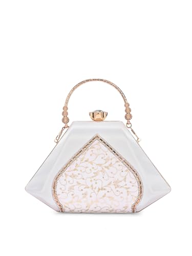 Image of TOOBA Handicraft Women's Beautiful Bling Box Clutch Bag | Evening Bag, Bridal Purse & Party Handbag | Wedding & Special Occasion Clutch (Mix Pyramid)