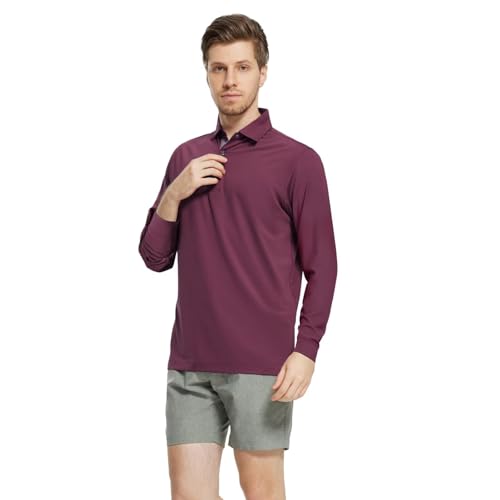 Image of Mens Polo Shirts Short and Long Sleeve Casual Solid Stylish Dry Fit Performance Designed Collared Golf Polo Shirts for Men
