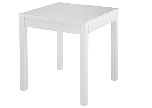 Erst-Holz Table à Manger, Table de Cuisine de 2 à 4 Personnes, en pin Massif laqué Blanc 90.70-50AW