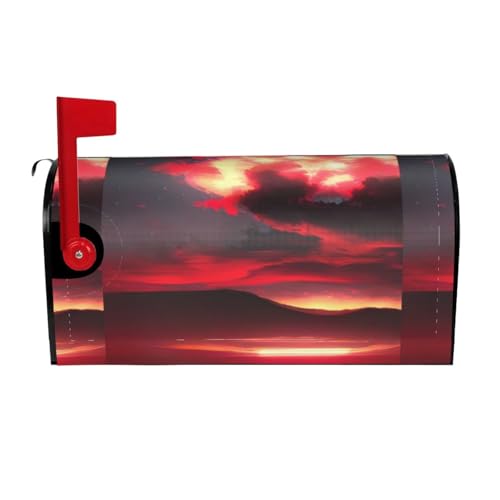 Cubierta de correo electrónico con diseño de cielo rojo por la noche estrellada con cubierta protectora magnética para buzón de correo para decoración de jardín al aire libre