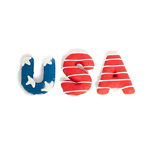 Midlee USA Dog Treats- 3 Piece Tray- 4th of July Memorial Day Patriotic Pet Cookies