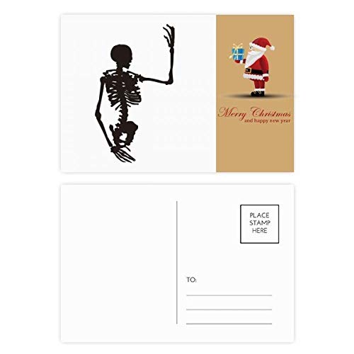 Cartes postales squelette corps humain Père Noël pour vœux cabinet