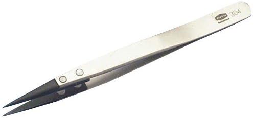 Aven Tools Carbon Fiber Tweezer, Straight, Ultra-Fine Tips, 0.6 mm (0.024 (in)) Wide