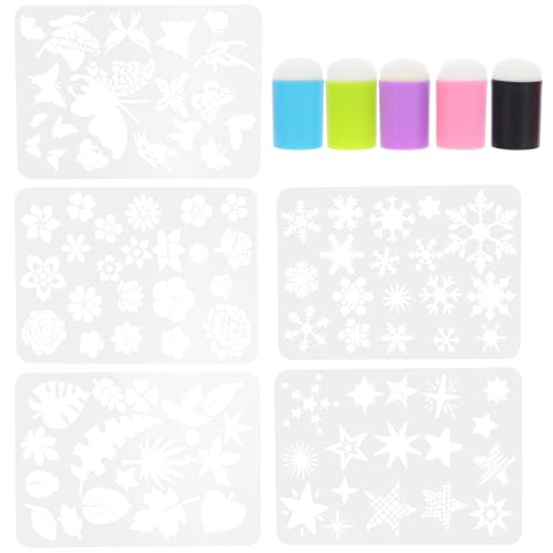 Beavorty Juego de Esponjas de Pintura Dedos para Manualidades, 5 Piezas Multicolor Regla para Difuminar, Esponjas Aplicadoras de Tinta Proyectos Artísticos DIY